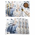 thumbnail image 1 of Placemats Set of 8 - 13x19 Inch, Thanksgiving Non-Slip Washable Place Mats for Dining Table, Fall Pumpkin Eucalyptus Leaves Flowers Polyester & Linen Blend Table Mats for Kitchen Party Holiday, 1 of 9