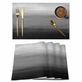 thumbnail image 1 of Placemats Set of 8, Black Grey Ombre Woven Placemat, Linen Place Mats for Kitchen/Dining Tables, Modern Abstract Art Texture Washable Table Mats for Party, 1 of 8