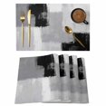 thumbnail image 1 of Placemats Set of 8, Black Grey Woven Placemat, Linen Place Mats for Kitchen/Dining Tables, Abstract Geometric Color Block Oil Painting Washable Table Mats for Party, 1 of 8