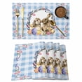 thumbnail image 1 of Placemats Set of 8, Easter Bunny Woven Placemat, Linen Place Mats for Kitchen/Dining Tables, Spring Easter Eggs Chick Floral Blue Check Washable Table Mats for Party, 1 of 8