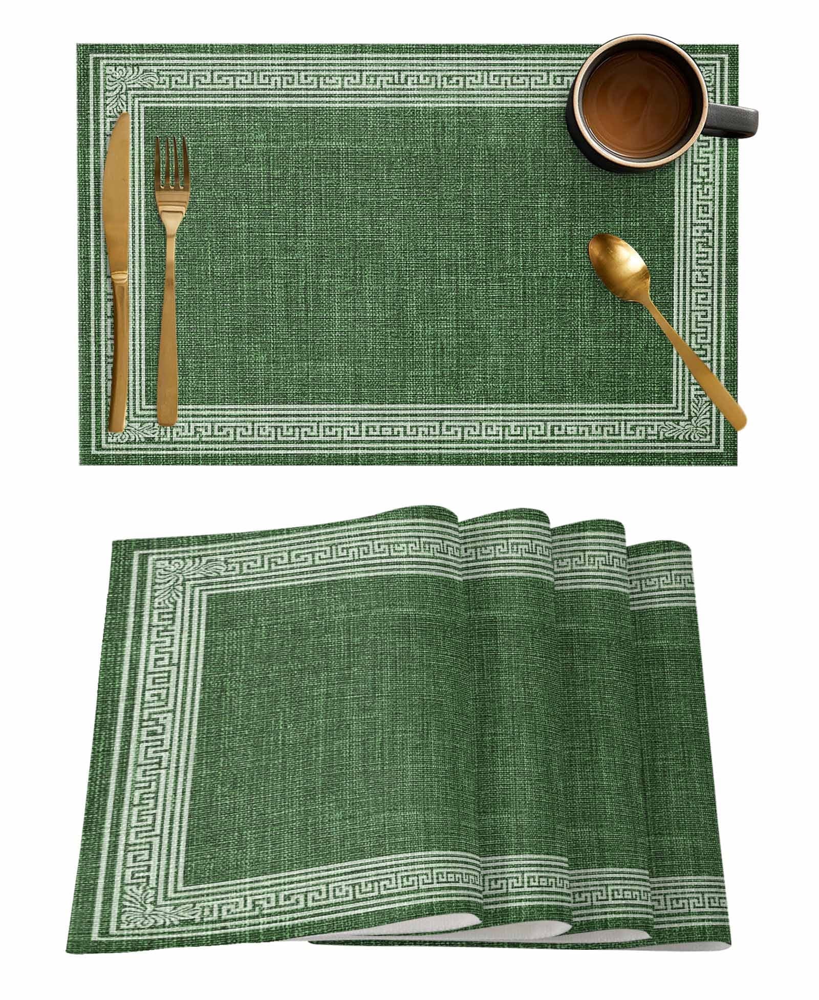 Hokiten Greek Key Woven Placemats