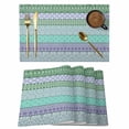 thumbnail image 1 of Placemats Set of 8, Purple Green Boho Woven Placemat, Linen Place Mats for Kitchen/Dining Tables, Vintage Ethnic Tribe Abstract Art Washable Table Mats for Party, 1 of 8