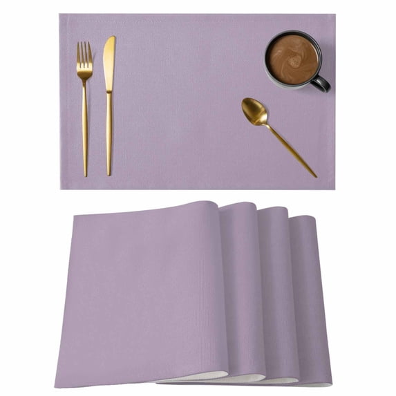 Placemats Set of 8, Purple Solid Color Woven Placemat, Linen Place Mats for Kitchen/Dining Tables, Aesthetics Contemporary Luxury Washable Table Mats for Party