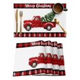 thumbnail image 1 of Placemats Set of 8, Red Truck Christmas Woven Placemat, Linen Place Mats for Kitchen/Dining Tables, Plaid Xmas Tree Snowflake Washable Table Mats for Party, 1 of 8