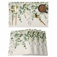 thumbnail image 1 of Placemats Set of 8, Sage Green Eucalyptus Woven Placemat, Linen Place Mats for Kitchen/Dining Tables, Farmhouse Weeping Leaves Linen Washable Table Mats for Party, 1 of 8