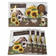 thumbnail image 1 of Placemats Set of 8, Yellow Sunflowers Woven Placemat, Linen Place Mats for Kitchen/Dining Tables, Western Star Farmhouse White Wooden Washable Table Mats for Party, 1 of 8