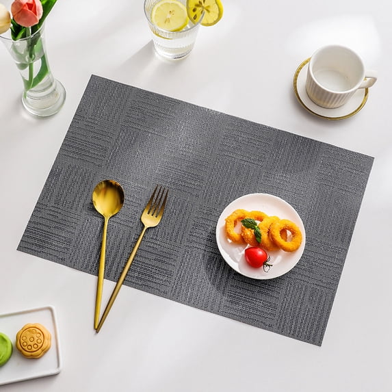 Placemats Set Of 10 Place Mats With Heat Stain Scratch Resistant For Kitchen Table Dining-Grey-30x45cm