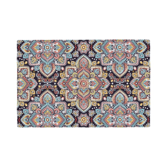 Placemats Set Of 4 / 6, Boho Mandala Pattern Placemats For Dining Table Indoor/Outdoors Heat Resistant Washable Placemats 18" X 12"