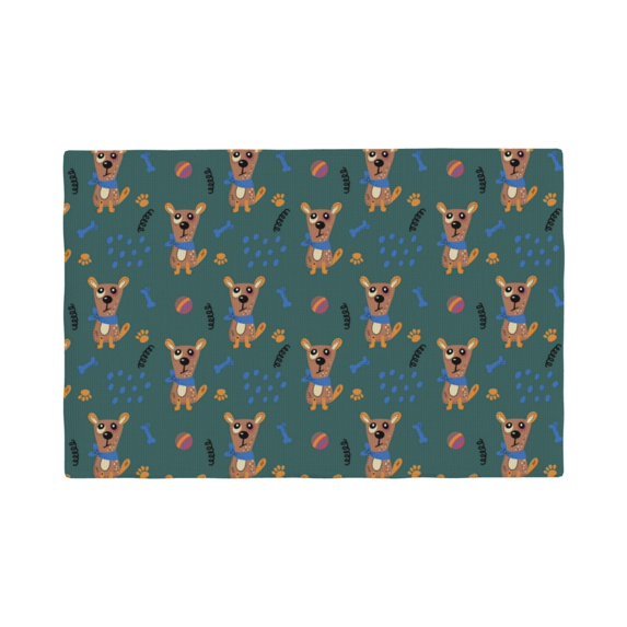 Placemats Set Of 4 / 6, Bone Dog Puppy Ball Placemats For Dining Table Indoor/Outdoors Heat Resistant Washable Placemats 18" X 12"