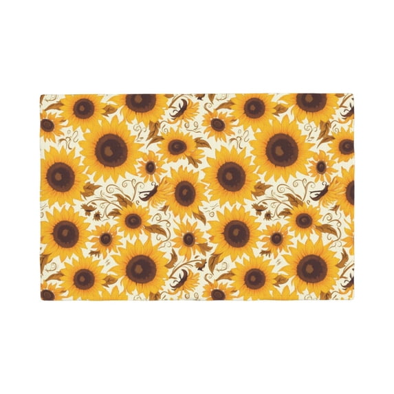 Placemats Set Of 4 / 6, Brown Leaf Pattern Sunflower Placemats For Dining Table Indoor/Outdoors Heat Resistant Washable Placemats 18" X 12"