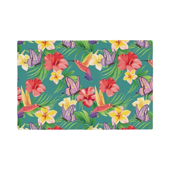Placemats Set Of 4 / 6, Butterfly Hummingbird Flower Placemats For Dining Table Indoor/Outdoors Heat Resistant Washable Placemats 18" X 12"