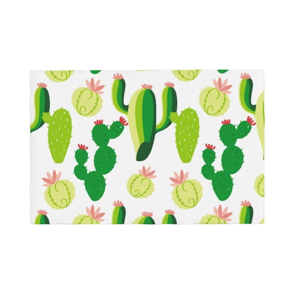 Placemats Set Of 4 / 6, Cactus Pattern Cartoon Placemats For Dining Table Indoor/Outdoors Heat Resistant Washable Placemats 18" X 12"