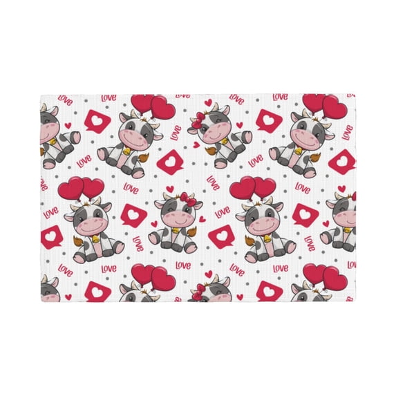 Placemats Set Of 4 / 6, Caring Cow Placemats For Dining Table Indoor/Outdoors Heat Resistant Washable Placemats 18" X 12"