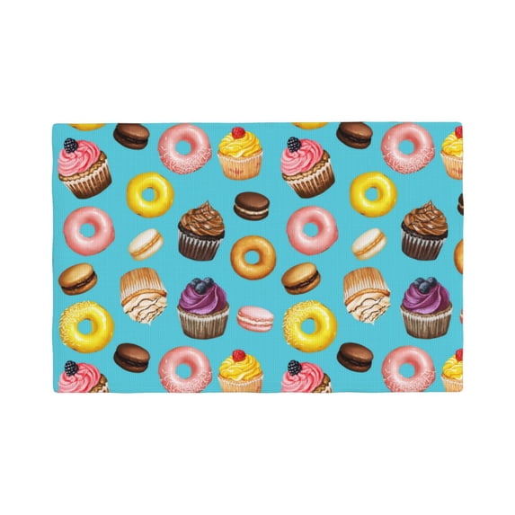 Placemats Set Of 4 / 6, Cupcake Donut Macaroon Prints Placemats For Dining Table Indoor/Outdoors Heat Resistant Washable Placemats 18" X 12"