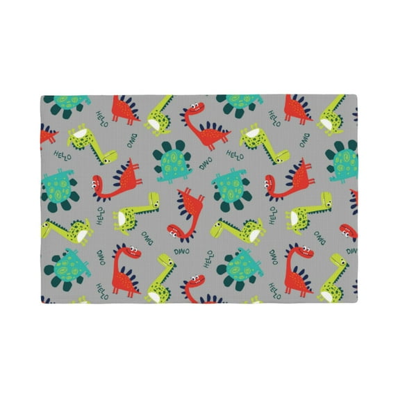 Placemats Set Of 4 / 6, Cute Dinosaur Placemats For Dining Table Indoor/Outdoors Heat Resistant Washable Placemats 18" X 12"