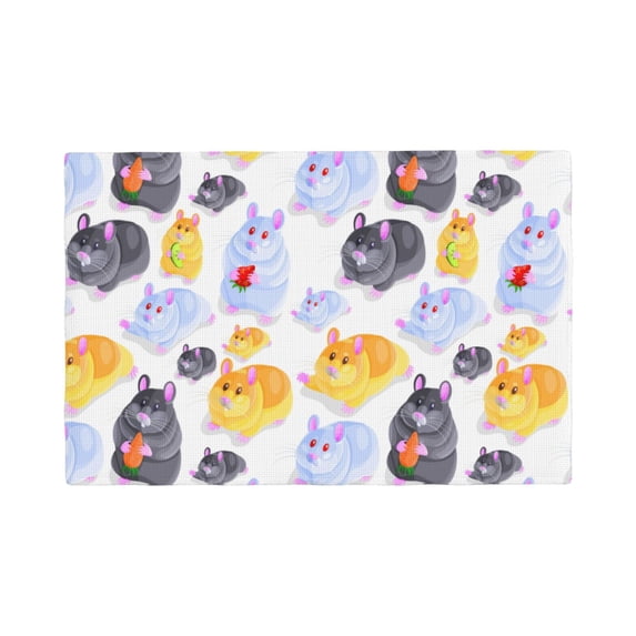 Placemats Set Of 4 / 6, Cute Hamster Black White Yellow Placemats For Dining Table Indoor/Outdoors Heat Resistant Washable Placemats 18" X 12"