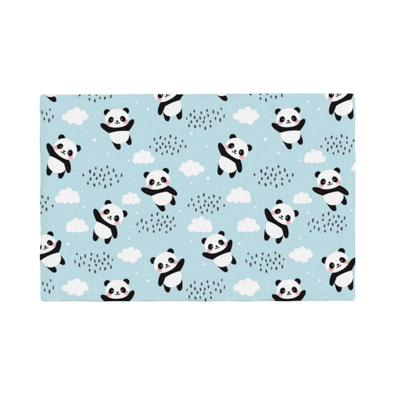 Placemats Set Of 4 / 6, Cute Panda Bear Placemats For Dining Table Indoor/Outdoors Heat Resistant Washable Placemats 18" X 12"