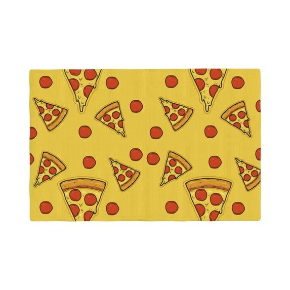 Placemats Set Of 4 / 6, Cute Pizza Red Food Placemats For Dining Table Indoor/Outdoors Heat Resistant Washable Placemats 18" X 12"