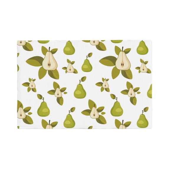 Placemats Set Of 4 / 6, Cute Sea Green Pear Placemats For Dining Table Indoor/Outdoors Heat Resistant Washable Placemats 18" X 12"