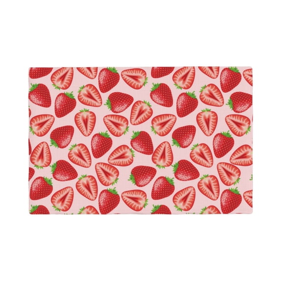 Placemats Set Of 4 / 6, Cute Strawberry B Placemats For Dining Table Indoor/Outdoors Heat Resistant Washable Placemats 18" X 12"