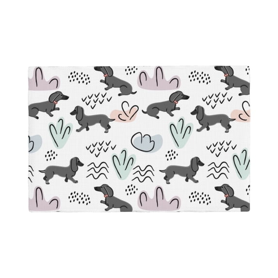 Placemats Set Of 4 / 6, Dachshund Dog Puppy Wave Placemats For Dining Table Indoor/Outdoors Heat Resistant Washable Placemats 18" X 12"