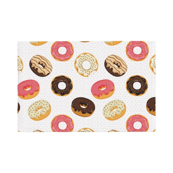 Placemats Set Of 4 / 6, Donut Print White Polka Dots Placemats For Dining Table Indoor/Outdoors Heat Resistant Washable Placemats 18" X 12"