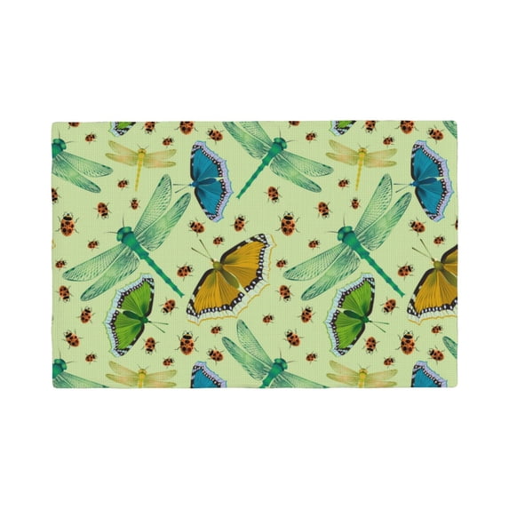 Placemats Set Of 4 / 6, Dragonfly Butterfly Ladybird Placemats For Dining Table Indoor/Outdoors Heat Resistant Washable Placemats 18" X 12"