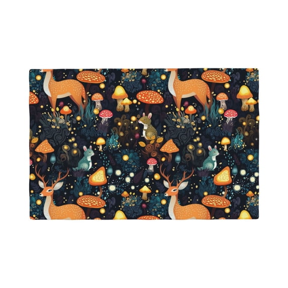 Placemats Set Of 4 / 6, Fantasy Cute Deer Mushroom Placemats For Dining Table Indoor/Outdoors Heat Resistant Washable Placemats 18" X 12"