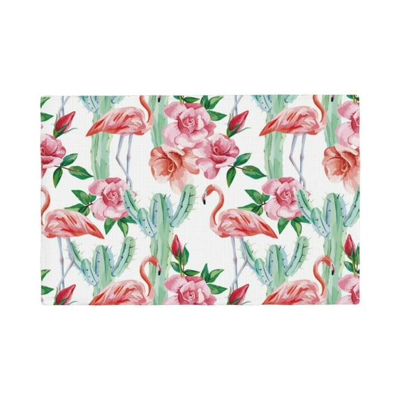Placemats Set Of 4 / 6, Flamingo Flower Placemats For Dining Table Indoor/Outdoors Heat Resistant Washable Placemats 18" X 12"