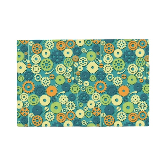 Placemats Set Of 4 / 6, Gear Blue Green Placemats For Dining Table Indoor/Outdoors Heat Resistant Washable Placemats 18" X 12"