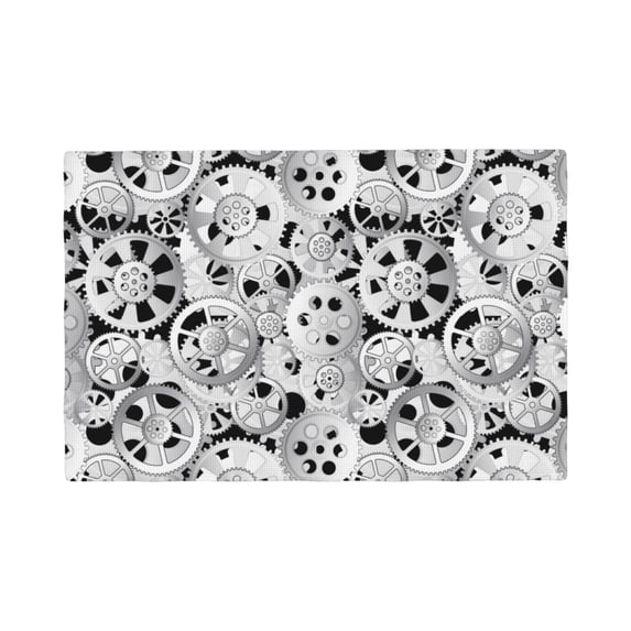 Placemats Set Of 4 / 6, Gear Pattern Print Placemats For Dining Table Indoor/Outdoors Heat Resistant Washable Placemats 18" X 12"