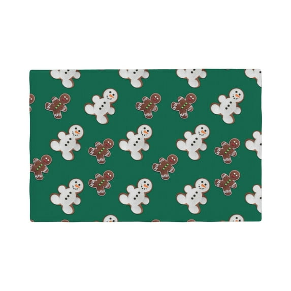 Placemats Set Of 4 / 6, Gingerbread Snowman Cookies Placemats For Dining Table Indoor/Outdoors Heat Resistant Washable Placemats 18" X 12"