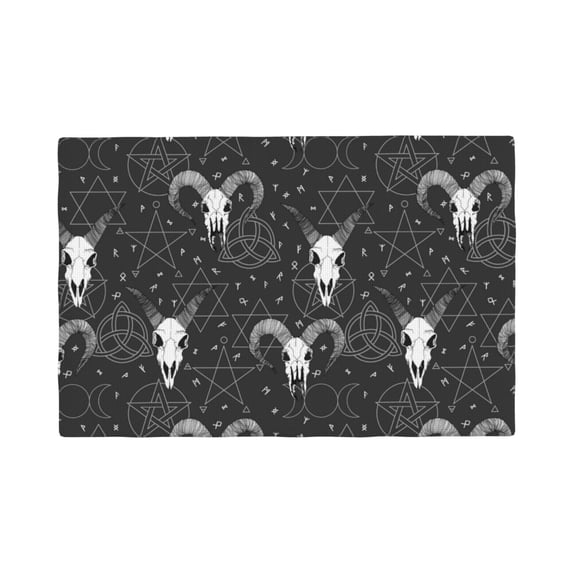 Placemats Set Of 4 / 6, Gothic Style Cool Goat Skull_A Placemats For Dining Table Indoor/Outdoors Heat Resistant Washable Placemats 18" X 12"