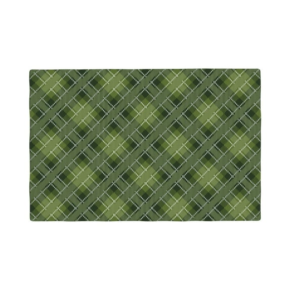 Placemats Set Of 4 / 6, Green Plaid Placemats For Dining Table Indoor/Outdoors Heat Resistant Washable Placemats 18" X 12"