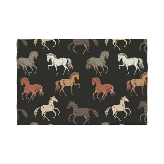 Placemats Set Of 4 / 6, Hand Drawn Modern Cool Horse_A Placemats For Dining Table Indoor/Outdoors Heat Resistant Washable Placemats 18" X 12"