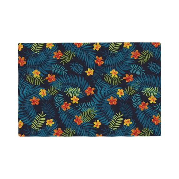 Placemats Set Of 4 / 6, Hawaiian Style Leaves Flower Placemats For Dining Table Indoor/Outdoors Heat Resistant Washable Placemats 18" X 12"