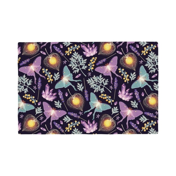 Placemats Set Of 4 / 6, Lavender Flowers Butterfly Placemats For Dining Table Indoor/Outdoors Heat Resistant Washable Placemats 18" X 12"