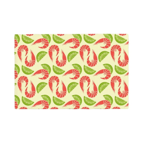 Placemats Set Of 4 / 6, Lime Shrimp Placemats For Dining Table Indoor/Outdoors Heat Resistant Washable Placemats 18" X 12"