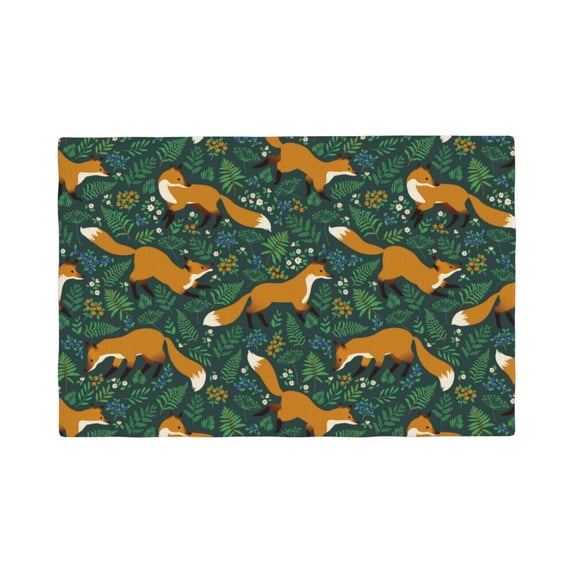 Placemats Set Of 4 / 6, Orange Fox Greenery Placemats For Dining Table Indoor/Outdoors Heat Resistant Washable Placemats 18" X 12"