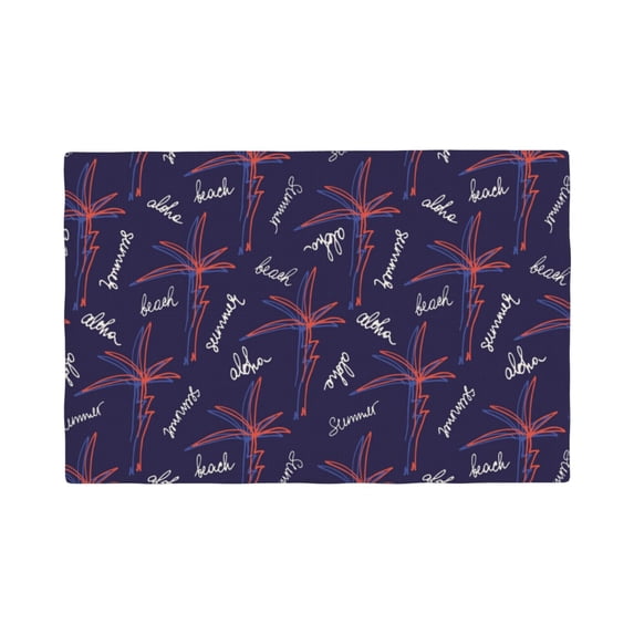 Placemats Set Of 4 / 6, Palms Hawaiian Beach Placemats For Dining Table Indoor/Outdoors Heat Resistant Washable Placemats 18" X 12"
