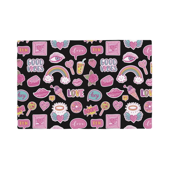 Placemats Set Of 4 / 6, Pink Elements Placemats For Dining Table Indoor/Outdoors Heat Resistant Washable Placemats 18" X 12"