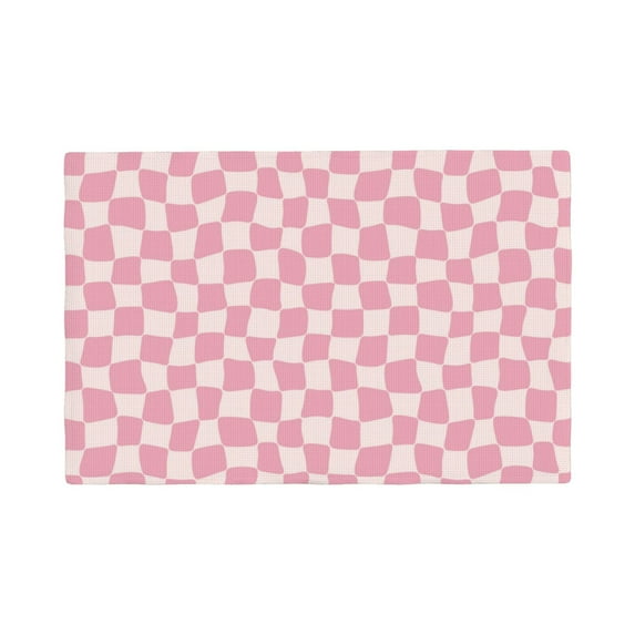 Placemats Set Of 4 / 6, Pink Irregular Plaid Placemats For Dining Table Indoor/Outdoors Heat Resistant Washable Placemats 18" X 12"