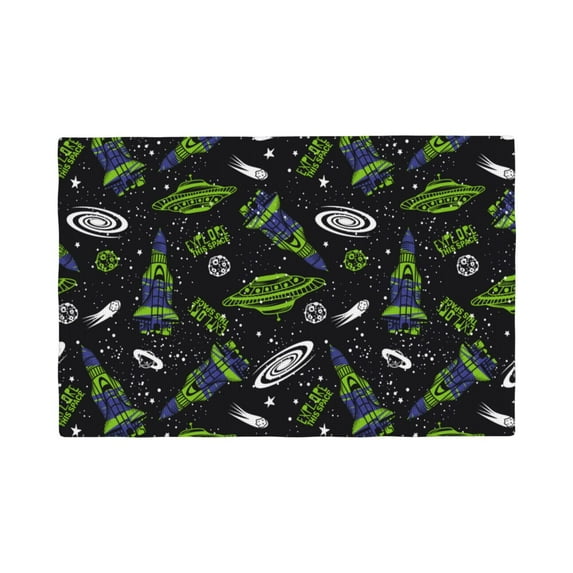 Placemats Set Of 4 / 6, Space Pattern Green Placemats For Dining Table Indoor/Outdoors Heat Resistant Washable Placemats 18" X 12"