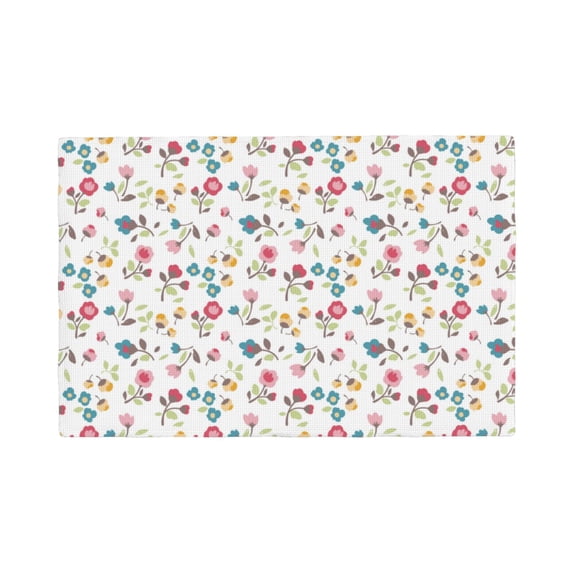 Placemats Set Of 4 / 6, Summer Floral Placemats For Dining Table Indoor/Outdoors Heat Resistant Washable Placemats 18" X 12"