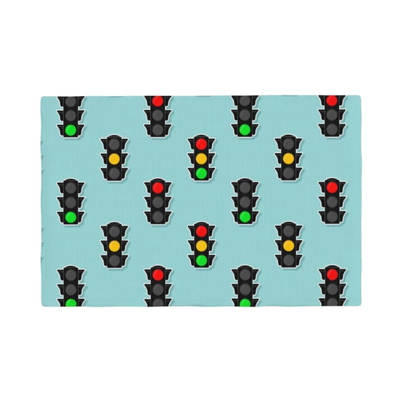 Placemats Set Of 4 / 6, Traffic Light Pattern Placemats For Dining Table Indoor/Outdoors Heat Resistant Washable Placemats 18" X 12"