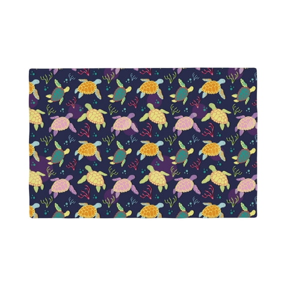 Placemats Set Of 4 / 6, Turtle Print A Placemats For Dining Table Indoor/Outdoors Heat Resistant Washable Placemats 18" X 12"