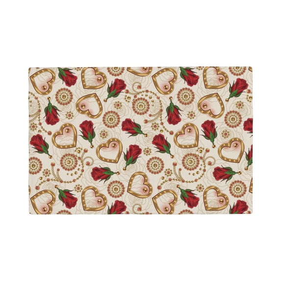 Placemats Set Of 4 / 6, Valentine'S Day Rose Placemats For Dining Table Indoor/Outdoors Heat Resistant Washable Placemats 18" X 12"