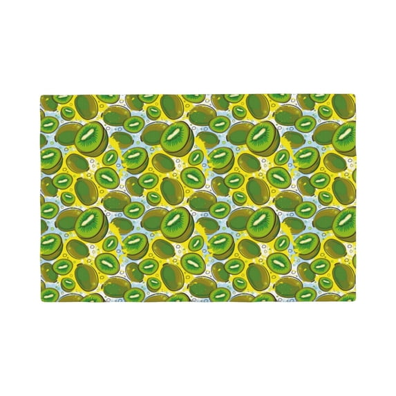Placemats Set Of 4 / 6, Watercolor Kiwi Fruits Summer Placemats For Dining Table Indoor/Outdoors Heat Resistant Washable Placemats 18" X 12"