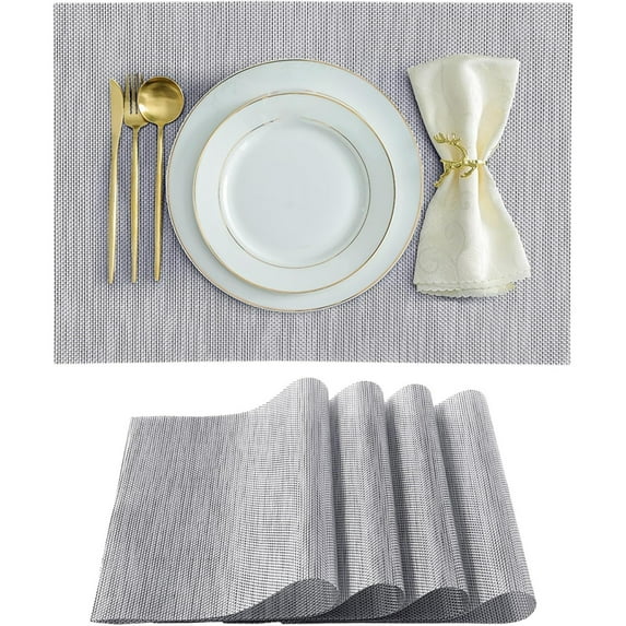 Placemats Set Of 4 Heat Vinyl Table Mats Set Of 4 Washable Place Mats Non-Slip PVC WeaveTable Mats, Usupdd 2025 Placemats Set Of 4 Heat