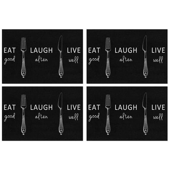 Placemats Set Of 4 Linen Durable Table Mats Kitchen Spoon Fork Home Placemats for Party Kitchen Dining Decoration
